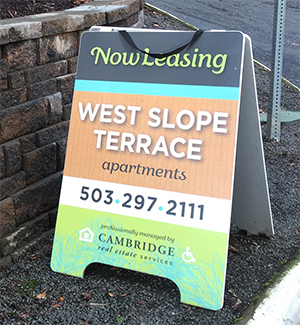 West Slope Terrace - Now Leasing Sign